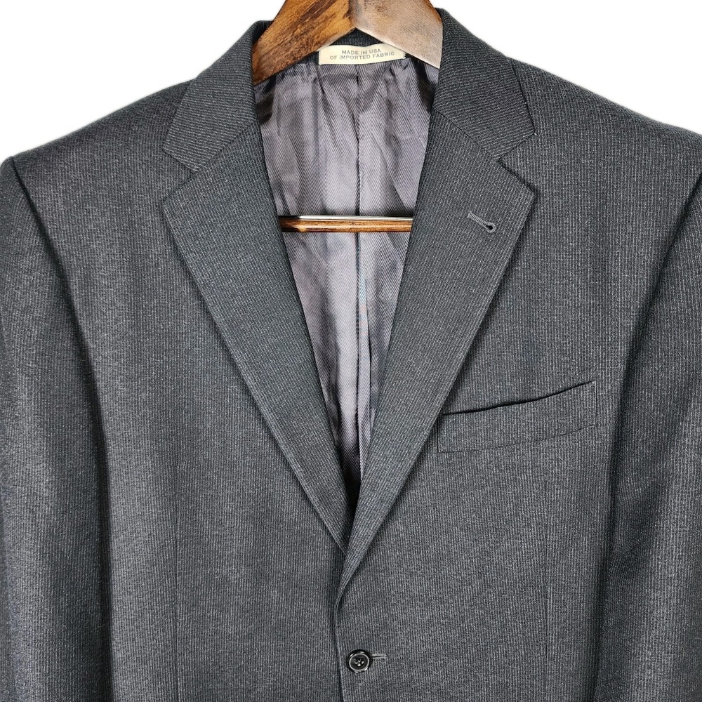 Joseph Abboud Pinstripe Wool Suit Jacket 42R REDA Super 110 Charcoal Gray Office